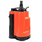 Grafner Drainage Schmutzwasserpumpe 400 Watt bis 7500 l/h Förderleistung, mit Schwimmschalter, flachabsaugend bis 25 mm, Ø16mm Fremdkörper, Drainage Tauchpumpe Schacht Druckpumpe