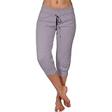 Angxiwan Tages Deal Leggings Damen 3/4 Fitness Caprihose Stretch Yogahose Tunnelzug Capri Hosen Baumwolle Radlerhose High Waist Jogginghose Gym Sommerhose