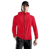 TOFOTL Regenjacke Herren Lang Rollator Mtb Herbstjacke Herren Festival Doppeljacke Herrenjacken Wind Jackets Übergangsjacke Regenmantel Durchsichtig Rain Coat Rot XXL