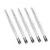 WOONEKY 5 Teiliges Stempel Clip Pinzettenset Für Bastelarbeiten, Wimpern Werkzeug, Bastelwerkzeuge, Flache Pinzette, Schmuckpinzette, Edelstahlpinzette, Metallpinzette, Stempelpinzette