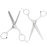 Luxshiny 2 Stück Professionelles Friseurscheren aus Edelstahl mit Daumenauflage – 5,5 Zoll Effilierschere 6 Zoll Haarschneideschere für Friseure und Salongebrauch