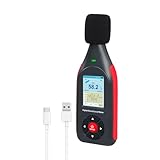 Schallpegelmessgerät Dezibel-Messgerät Datenlogger mit A/C-Frequenzbewertung, schneller/langsamer Reaktion, 43.000 Datensätzen, Echtzeit-Sampling, USB/PC-Anschluss, dreifarbige LED-Lärmwarnanzeige