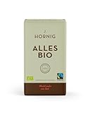 J. Hornig Kaffee gemahlen Bio & Fair Trade, Alles Bio, 500g, intensives Aroma & kräftiger Geschmack, gemahlener Kaffee für Filterkaffee, Frenchpress und Espressokocher