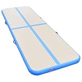 Mokuyary Aufblasbare Gymnastikmatte mit Pumpe 600x100x10 cm PVC Blau, rutschfest Tumbling Airtrack Turnmatte, Yogamatte Air Track Matte Sportmatte für Zuhause, Training, Outdoor, Übungsgymnastik