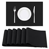 Rutschfest Platzdeckchen, Platzsets Abwaschbar, Tischsets für Esstisch, Geeignet für Küchenrestaurants und leicht zu reinigen 46x30cm Platzset 4/6/8 er-Set (Schwarz,6er-Set)