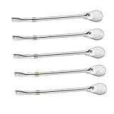 Gatuida 5 Stück Teiliges Edelstahl Strohhalm-löffel mit Filterfunktion Rostfrei Lang für Kaffee und Tee zum Rühren und Filtern in Bar Bistro Restaurant und Zuhause