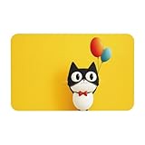 Artisanal Habitat Fußmatte Innen, Katze Hält Bunten Luftballon rutschfeste Silikonbodenmatte, Waschbar Schmutzfangmatte, Für Eingangsbereich, Küche, Terrasse, Badezimmer, 50x80cm