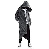 Generisch Kapuzenpullover Herren Oversize Lang Jacke Full Zip Hoodie Cyberpunk Ninja Vintage Baggy Sweatshirt Einfarbig Herrenjacke Y2K Hip Hop Japanisches Sweatjacke Halloween Cosplay Kostüm