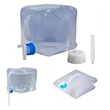 Wasserkanister Faltbar 10L/15L/20L, Neu Wasserkanister Mit Hahn Wassertank Camping Faltkanister Trinkwasserkanister, Lebensmittelecht Kanister Wasser inkl. auslaufsicherem Dosierhahn & Tragehenkel