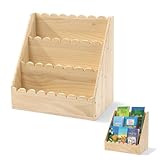 BALAPET Gebogenes Bücherregal für Kinder, 3-stöckiges Bücherregal aus Holz, perfekte Höhe für 1–5 Jahre Kleinkinder, langlebiges Bücherregal, Buch-Organizer für Kinderzimmer (Holz, 60 x 41 x 26,9 cm)