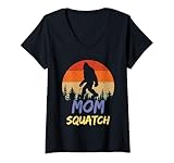 Damen Lustiger Mom Squatch Sasquatch Yeti oder Bigfoot Mommy Humor T-Shirt mit V-Ausschnitt