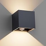 Klighten 12W Aussenlampe Außenwandleuchte mit Bewegungsmelder, Außenlampe mit bewegungsmelder Einstellbarer Lichtstrahl, Wandleuchte mit Bewegungsmelder Außen/Innen für Weg,IP65,2700K,Anthrazit