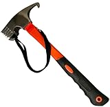 KOVA® Campinghammer mit Handschlaufe - Zelthammer mit Heringsauszieher - Praktischer Robuster Hering Camping Hammer zum Zelten & Heringe Herausziehen - Ideal für Zelt, Hartboden & Outdoor, ORANGE