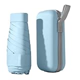 Giuneuow Kompakter Kapselschirm - Doppelt Verwendbar für Sonniges und Regnerisches Wetter, Leicht, Tragbar, Sonnenschutz, Ideal für Reisen C