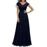 Cocktailkleid Damen, Abendkleider Damen Lang Cocktaikleider Abendkleider Ballkleider Elegant V-Ausschnitt Sommerkleid A-Linie Minikleid Freizeitkleider Hochzeitskleid Brautjungfernkleider Maxikleid