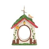 Dualoai Handbemaltes, Wetterbeständiges Deko Vogelhaus für Den Zaun, A