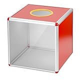 QWORK® Transparente Lotterie-Box 30CM, Robuste Spendenbox Wahlurne mit Aluminiumrahmen und Acrylplatten, für Spenden, Verlosungen und Abstimmungen