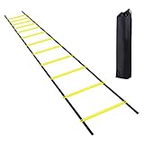 JJvKa 9m Koordinationsleiter, Trainingsleiter Geschwindigkeit Schnelligkeitsleiter Agility/Speed Ladder mit Tasche, Breite von 42 cm, Trainieren Kraft, Ausdauer, Technik zuhause oder im Club, Gelb