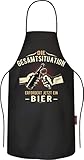 RAHMENLOS Grillschürze Kochschürze Küchenschürze als Geschenk für Männer - Die Gesamtsituation erfordert jetzt ein…Reine Baumwolle