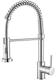 Cobbe Wasserhahn Küche, Spring Küchenarmatur mit Pull Down Sprüher Brause, 2 Sprühfunktionen, 360° Drehbar Hochdruck Mischbatterie Armatur Küche (Chrom)