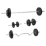 Langhantel und Kurzhantel mit Gewichten 60 kg, LAPOOH Hanteln Set, Kurzhanteln, Dumbbells, Hantelset, Kraftraining, Strength Training Equipment, Gewichte Set 3145028