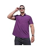 Kurzarm Herren Mode T-Shirt Herren Knopfleiste Shirt Herren Gestreifte T-Shirt Herren Einfarbig T-Shirt Herren Casual T-Shirt Herren G-Dark Purple 6XL