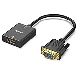 BENFEI HDMI Buchse auf VGA Stecker Adapter mit 3,5 mm Audio Klinkenstecker, Unidirektional HDMI-Computer zu VGA-Monitor/TV Adapter, kompatibel mit TV-Stick Laptop PC Raspberry Pi Roku Xbox