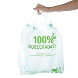 spar-home® Biomüllbeutel 25 Liter – Ideal für Biomülleimer Komposteimer Küche Kompostierbare Müllbeutel Bio Müllsäcke mit Griff Biomülltüten für Lebensmittel (100)