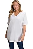 Ulla Popken Damen Basic-v-shirt T-Shirts, Schneeweiß, 46-48 EU