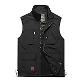 Weste Herren Outdoor Dünn, Arbeitsweste Herren Mit Vielen Taschen Gilet Warme Herrenweste Casual Anglerweste Fotografie Outdoorwesten Einfarbig Ärmellos Jacke Multifunktionsweste