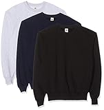 Fruit of the Loom Herren Classic Set In Sweat, 3 Pack Sweatshirt, Mehrfarbig (Black/Heather Grey/Deep Navy 26), XX-Large (Herstellergröße: 2XL) (3er Pack)