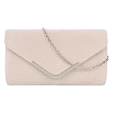 Meliyya Damen Samt Clutch Bag Abendtasche Unterarmtasche Hochzeit Tasche Elegante Umschlag Crossbody Schultertasche kleine Umhängetasche (Beige)