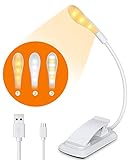 CIRYCASE Leselampe Buch Klemme, 7 LEDs USB Wiederaufladbare Buchlampe, Augenschutz Dimmbare Mini Klemmleuchte, 3 Lichtmodi, Berührungsschalter, 360° Flexibler Schwanenhals für Nachtlesen ins Bett