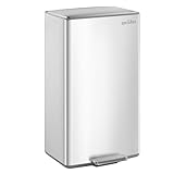 mVm Mülleimer Küche, 40 Liter Abfalleimer mit Pedal, 10.6 Gal Tretmülleimer mit Deckel, Treteimer mit Inneneimer,Softclose, Fußpedal, Stahl, Offenhaltefunktion, für Küche, Bad oder Büro