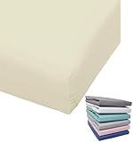 Bierbaum Biber Spannbettlaken Baumwolle 180x200 cm Weiß Grau Blau Rosa Türkis Silber Flieder Grün Taupe Rundgummi, Farbe:Creme