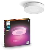 Philips Hue White & Color Ambiance Xamento Deckenleuchte L (3.700 lm), dimmbare Badezimmerlampe für das Hue Lichtsystem mit 16 Mio. Farben, smarte Lichtsteuerung über Sprache und App, weiß