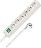 Brennenstuhl Eco-Line, Steckdosenleiste 6-fach (Steckerleiste mit Schalter und 3m Kabel, Mehrfachsteckdose besonders stromsparend) weiß