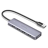 UGREEN 4-Port USB Hub 3.0 mit 4*USB 3.0 Port & 1*USB C Stromversorgung-Port, USB Verteiler für MacBook, iMac, Surface, Dell, Thinkpad, USB Stick, Mobile HDD, Maus, Tastatur und mehr (15cm)