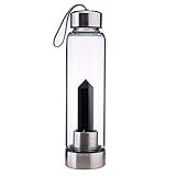 Wasserflasche Aus Naturkristall Edelstein-Wasserflasche Mit Natürlichem Quarzkristall Verziert Punkt Reiki Heilung Elixier Obelisk Zauberstab Crystal Energy Gem Infusionierte Wasserflasche ( Color : O