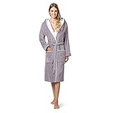 Twinzen Bademantel Damen Frottee Taupe - Baumwollsamt - Bademantel Damen Bauwolle Velours Bademantel Damen Flauschig OekoTex Extra weich Größe M