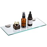 JIZZU 1Stück 30 x 13cm Glasregal Badezimmer, Glas Bad-Regal Wandregal mit 6mm Dickem Sicherheitsglas und Halterung, Glasregal Bad mit Abgerundeten Ecken, für Badezimmer, Schlafzimmer, Küche
