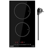 COMFEE ' CIH351D257K0 Einbau-Induktionskochfeld mit 2 Kochzonen, 9 Leistungsstufen, 20% vergrößerte Heizfläche, mit Boost-Funktion, Touch-Steuerung