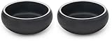 lionto Futternapf aus robustem Edelstahl, 2000 ml, lebensmittelechter Hundenapf mit rutschfesten Silikonpads, rostfreier Wassernapf für Hunde & Katzen, gewölbt, schwarz (Packung mit 2)