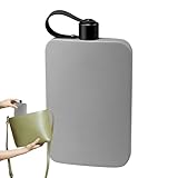 Flache Wasserflasche – Schlanke Edelstahl-Sportflasche mit Deckel, 500 ml, auslaufsicherer Becher für Rucksack, Wandern, Camping, Reisen, Fitnessstudio, Konzert, Outdoor, Schule, Pendeln, tragbare