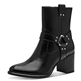 MARCO TOZZI Damen Stiefeletten mit Absatz mit Blockabsatz mit Reißverschluss, Schwarz (Black), 39 EU