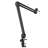 FIFINE Mikrofon Arm, Einstellbarer Mikrofon Ständer, 3/8' bis 5/8' Adapter, Mikrofonclip, DREI Kabelbinder
