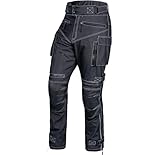 WICKED STOCK Wasserdichte Motorradhose für Herren, Schneehose, Motocross-Hose, Motorrad-Jeans für Herren, Schwarz, 36W x 30L