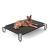 FAYDUDU Hundebett Grosse Hunde Hundeliege Outdoor Erhöhte Hundebett mit Kühlender Wirkung Katzenbett Haustierbett Waschbar Dauerhaft (L, Schwarz)