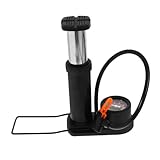 Abaodam Mini Fahrrad Fußpumpe mit Manometer Hochdruck Tragbarer Reifenluftpumpe aus Aluminiumlegierung rutschfeste Standluftpumpe für Fahrradventile Geeignet für Fahrräder Motorräder und