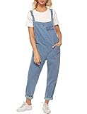 Sukany Damen Casual Baggy Denim Jeans Overalls Loose Bib Latzhose Harem Strampler Jumpsuit Hosen, hellblau, 46
